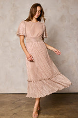 Champagne Crinkled Maxi Dress