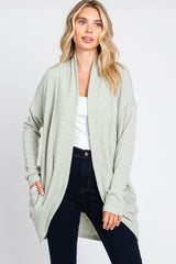 Light Olive Ribbed Open Front Maternity Cardigan