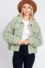 Light Olive Fuzzy Front Pocket Jacket