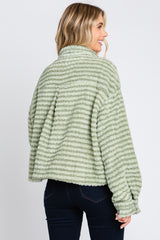 Light Olive Fuzzy Front Pocket Jacket