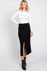 Black Ribbed Maternity Maxi Skirt