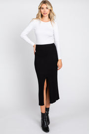 Black Ribbed Maxi Skirt