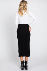 Black Ribbed Maxi Skirt