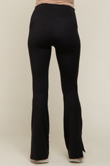 Black Side Slit Maternity Leggings