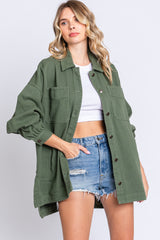 Olive Denim Button Down Button Down Maternity Jacket