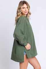 Olive Denim Button Down Button Down Jacket