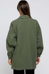 Olive Denim Button Down Button Down Maternity Jacket