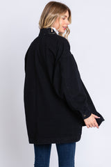 Black Denim Button Down Button Down Jacket