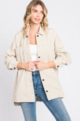 Beige Denim Button Down Button Down Maternity Jacket