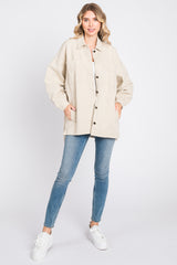 Beige Denim Button Down Button Down Jacket