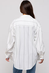 White Striped Puffed Sleeve Maternity Blouse