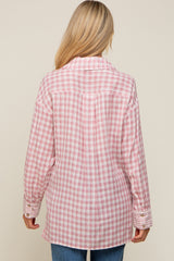 Mauve Plaid Front Pocket Hi-Low Maternity Top