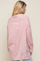 Mauve Plaid Front Pocket Hi-Low Top