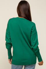 Green Rib Knit Exposed Seam Maternity Sweater