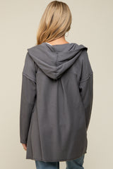 Charcoal Raw Hem Hooded Maternity Cardigan