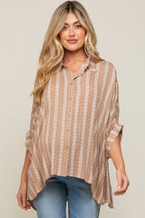 Taupe Printed Button Up Maternity Top