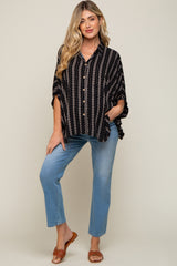 Black Printed Button Up Maternity Top