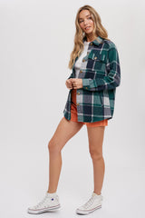 Green Plaid Shirt Jacket