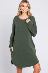 Olive Rib Knit Long Sleeve Maternity Dress