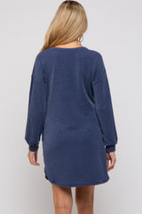 Navy Rib Knit Long Sleeve Maternity Dress