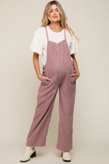 Mauve Corduroy Wide Leg Maternity Overalls