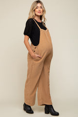 Camel Corduroy Wide Leg Maternity Overalls