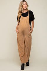 Camel Corduroy Wide Leg Maternity Overalls