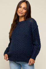 Navy Open Chunky Knit Maternity Sweater