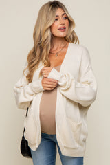 Cream Basic Maternity Knit Cardigan