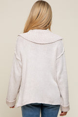 Cream Button Front Rib Collar Maternity Cardigan