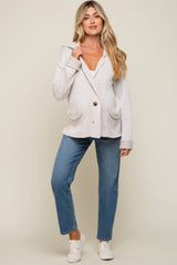 Cream Button Front Rib Collar Maternity Cardigan