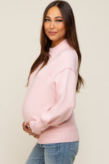 Light Pink Knit Long Sleeve Mock Neck Maternity Top