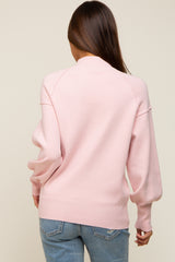 Light Pink Knit Long Sleeve Mock Neck Maternity Top