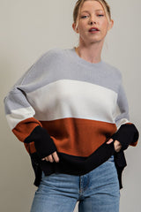 Black Colorblock Stripe Maternity Sweater