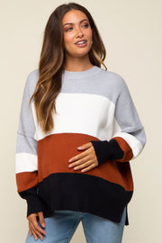 Black Colorblock Stripe Maternity Sweater