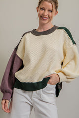 Ivory Multicolor Colorblock Maternity Sweater