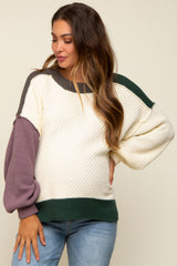 Ivory Multicolor Colorblock Maternity Sweater