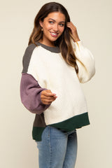 Ivory Multicolor Colorblock Maternity Sweater