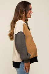 Camel Multicolor Colorblock Maternity Sweater