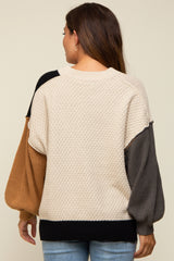 Camel Multicolor Colorblock Maternity Sweater