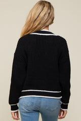 Black Contrast Knit Maternity Cardigan