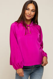 Magenta Satin Cutout Maternity Blouse