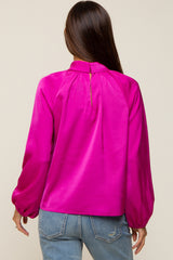 Magenta Satin Cutout Maternity Blouse