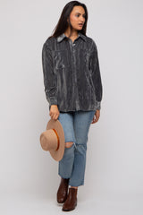 Charcoal Button Up Velvet Top