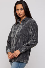 Charcoal Button Up Velvet Top