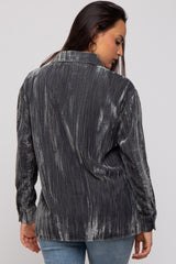 Charcoal Button Up Velvet Top