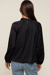 Black Satin Cutout Maternity Blouse