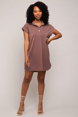 Mocha Collared Button Front Dress