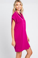 Magenta Collared Button Front Dress