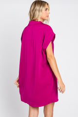 Magenta Collared Button Front Dress